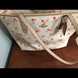 Coach Cherry Print City Zip Tote